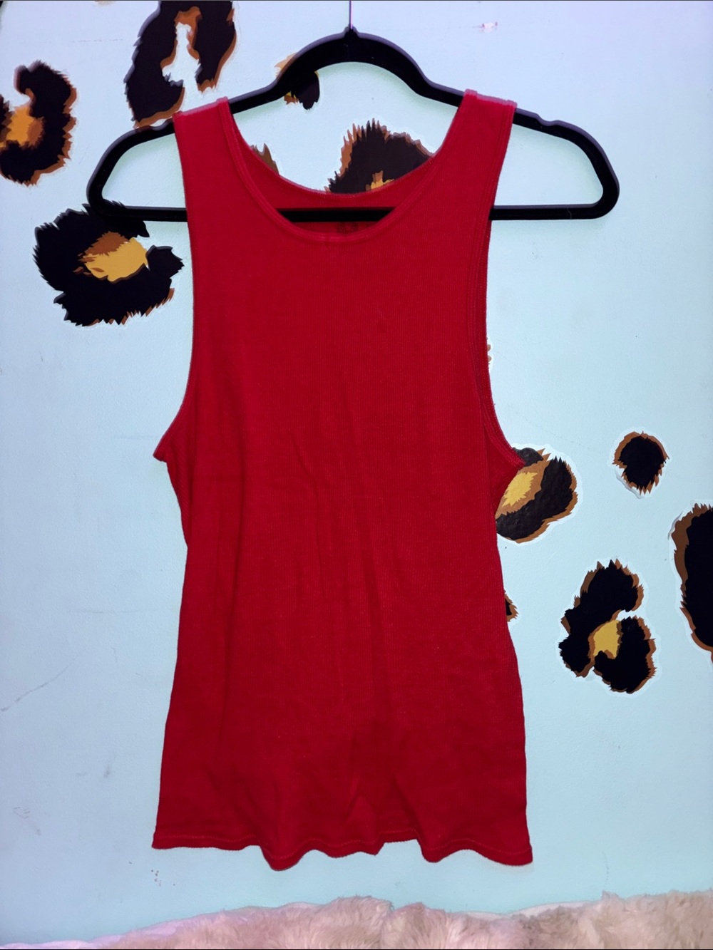 L Fruit of the Loom Red Ribbed Tank Top - Women